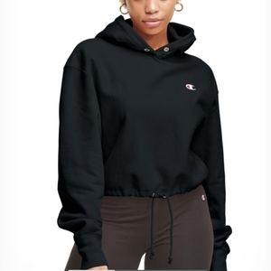 Champion black  cropped hoodie sweatshirt